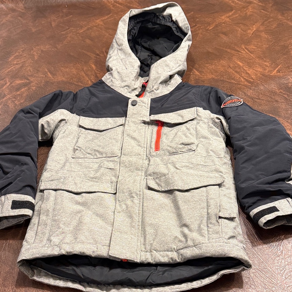 Like new Boys XS Burton Hooded Ski/SB Jacket - Gray and Black